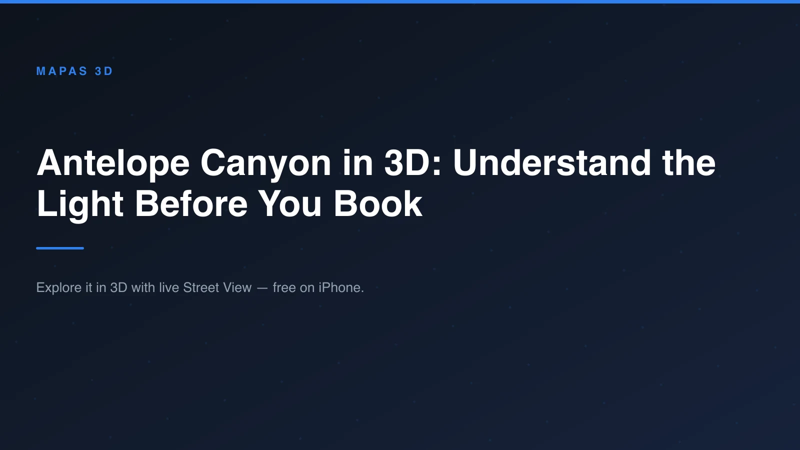 A 3D aerial view of the Antelope Canyon area near Page, Arizona, the slot canyon showing as a dark seam across the pale sandstone plateau.
