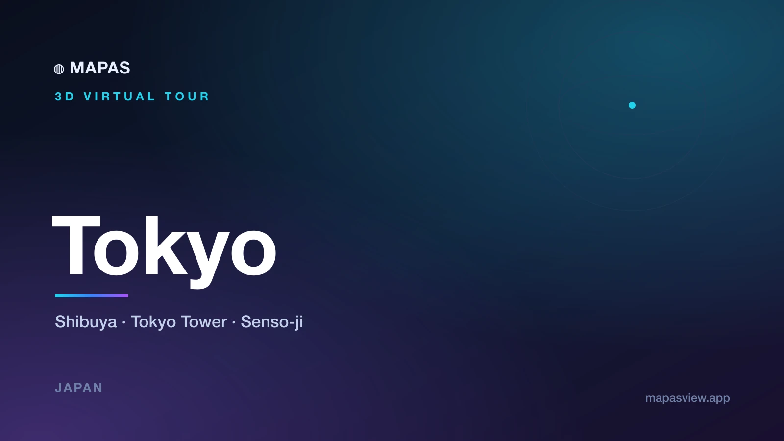 Aerial 3D view of Tokyo showing the dense skyline, Tokyo Tower and Shibuya district stretching toward Tokyo Bay